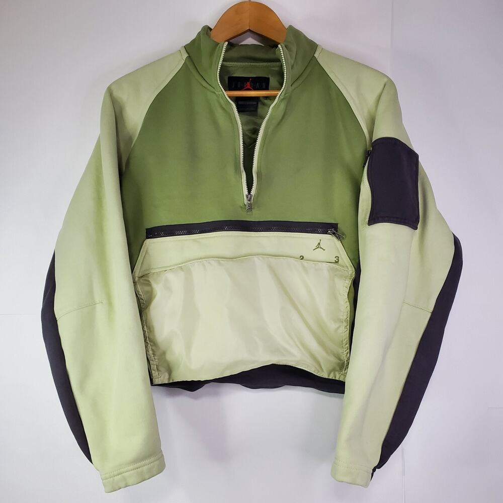 Air Jordan 23 Women's Colorblock Sweatshirt Size S 1/2 Zip Fleece Green